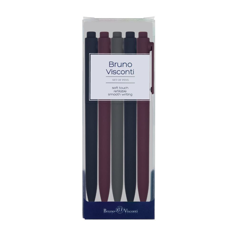 Набор шариковых синих ручек Bruno Visconti "SoftClick. Original" 5 шт ...