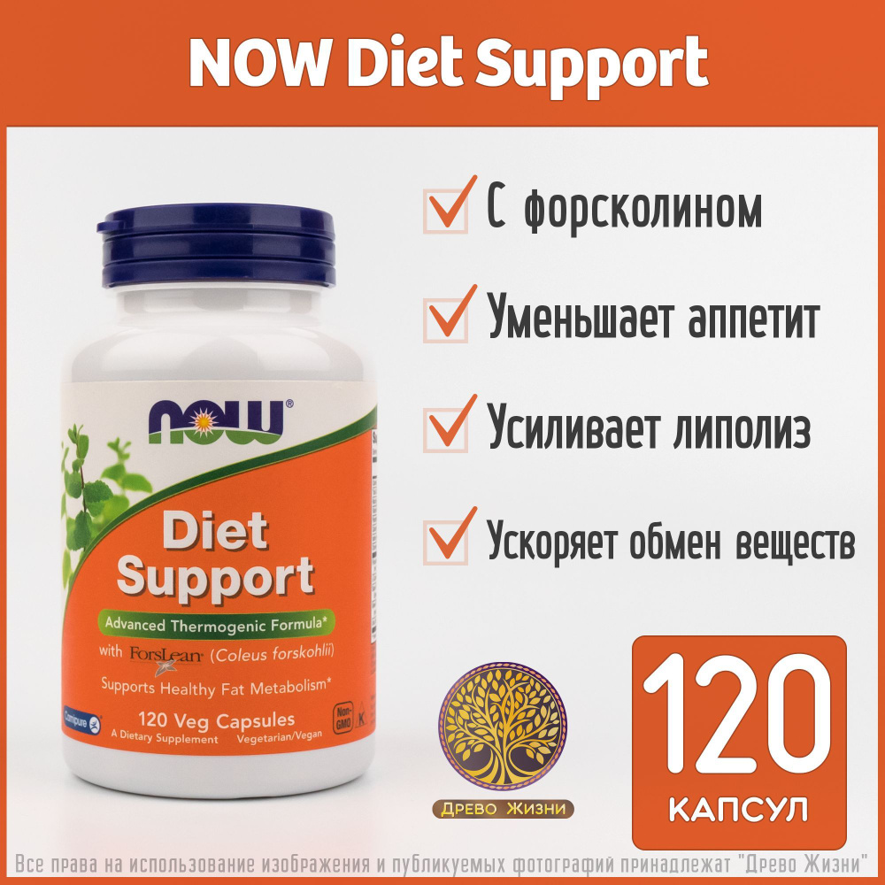 NOW Diet Support with ForsLean - Поддержка диеты с Форсколином, 120 капсул  #1
