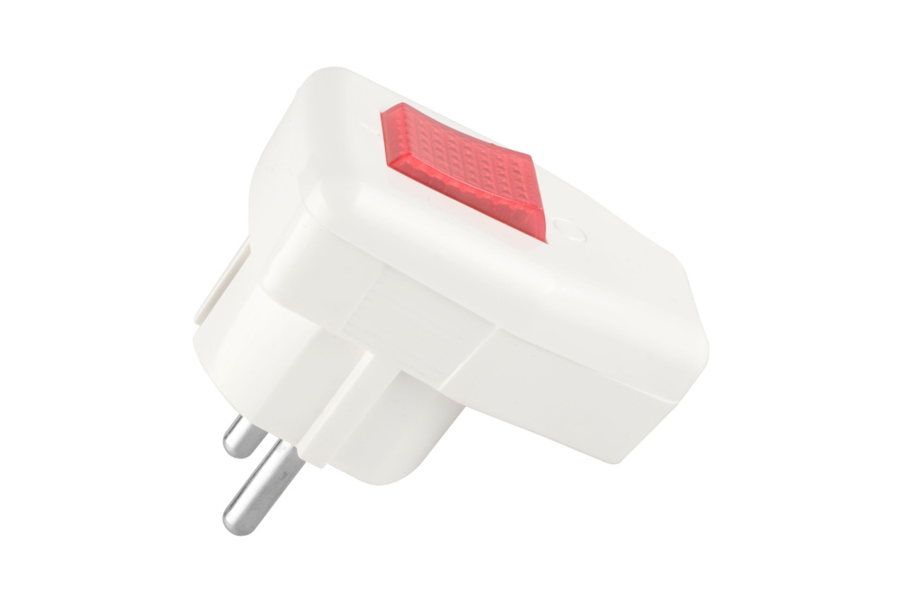 Вилка угловая с/з с выключателем белая 16А 250В duwi 30471 5 - купить с ...