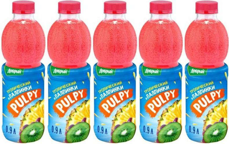 Напиток сокосодержащий Добрый Pulpy тропические фрукты восстановленный 0,9 л, комплект: 5 упаковок по #1