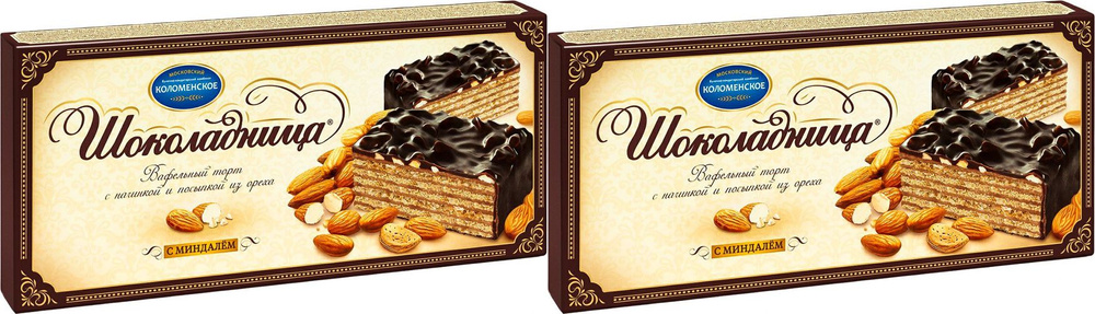 Торт Шоколадница Коломенское с миндалем вафельный, комплект: 2 упаковки по 230 г  #1