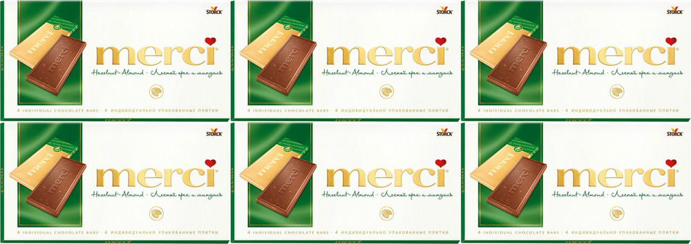Шоколад Merci Лесной орех и миндаль, комплект: 6 упаковок по 100 г  #1