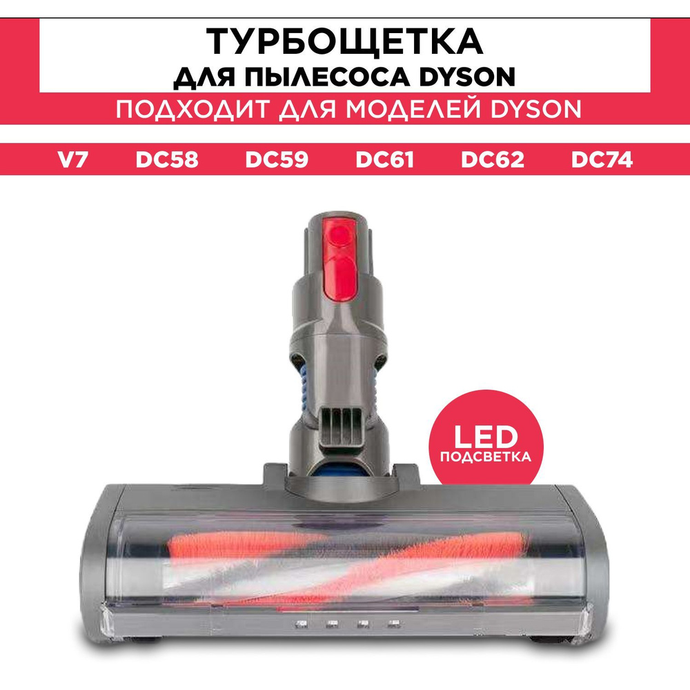 Турбощетка (Turbo brush) c LED подсветкой для пылесоса Dyson V7 V8 V10 V11 моторизованная щетка насадка #1
