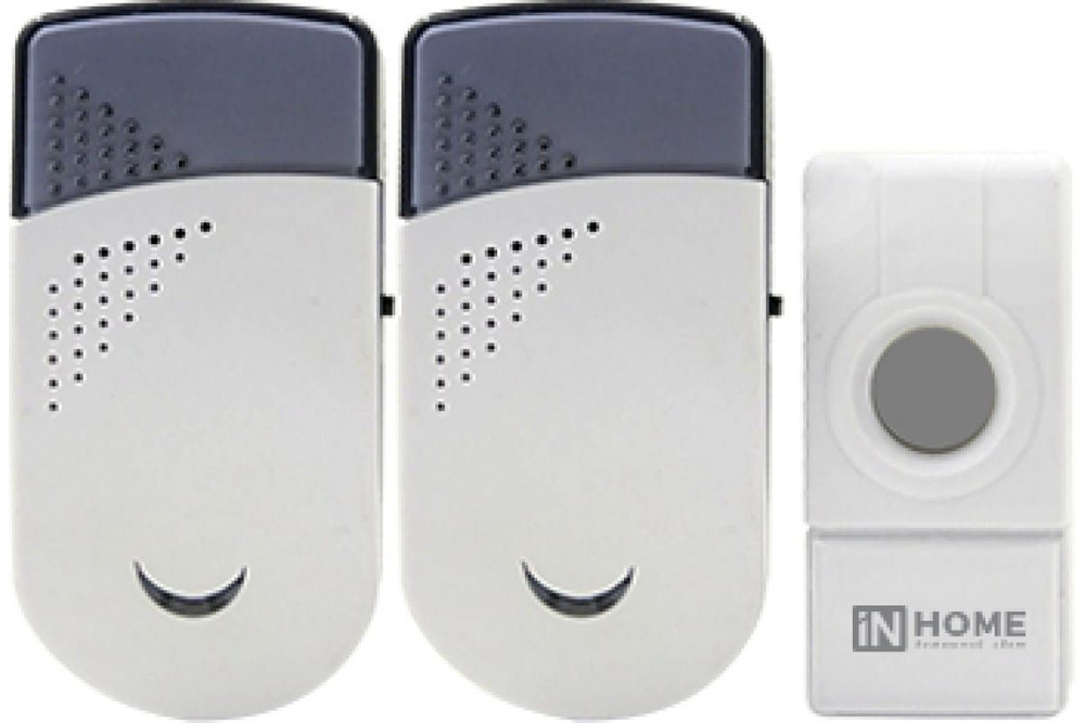 Звонок дверной беспроводной с двумя динамиками 32 мелодии, 120 метров, с кнопкой IP44, бело-серый, 80 #1