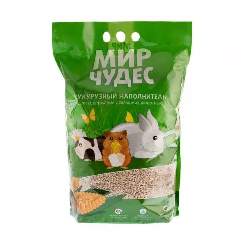 Мир чудес Наполнитель Кукурузный Впитывающий Кукуруза 3500г.  #1