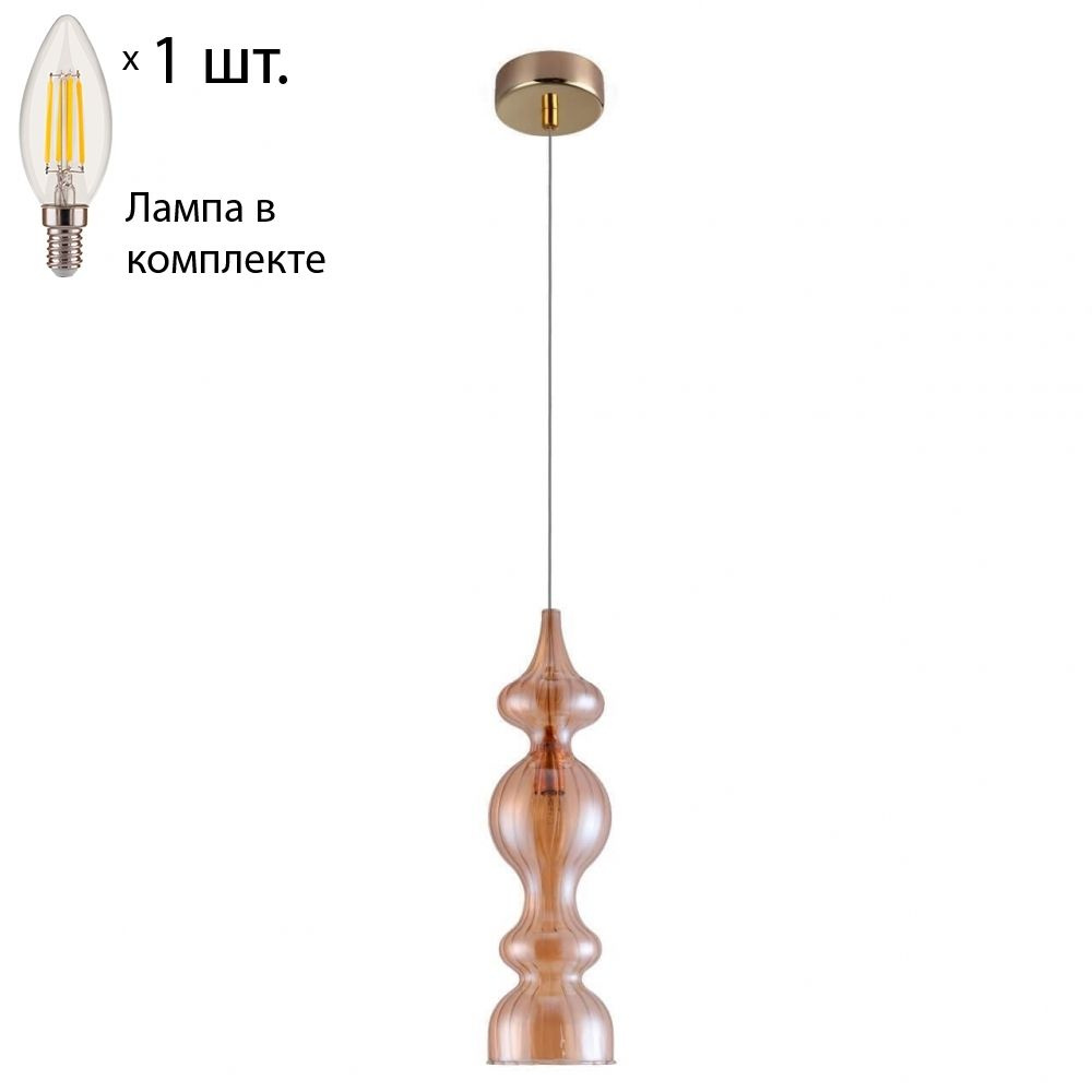 Подвесной светильник CRYSTAL LUX с лампочкой IRIS SP1 A AMBER+Lamps E14 Свеча  #1