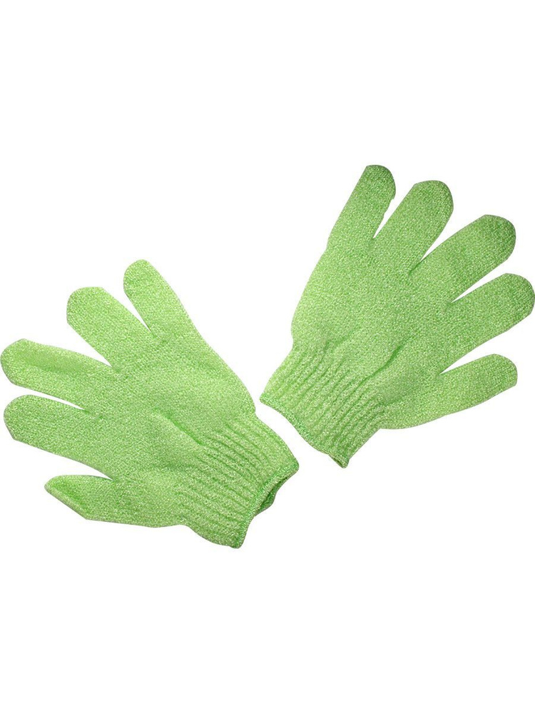 Мочалка для душа перчатки массажные, нейлон, 1 пара, цвет зеленый  #1