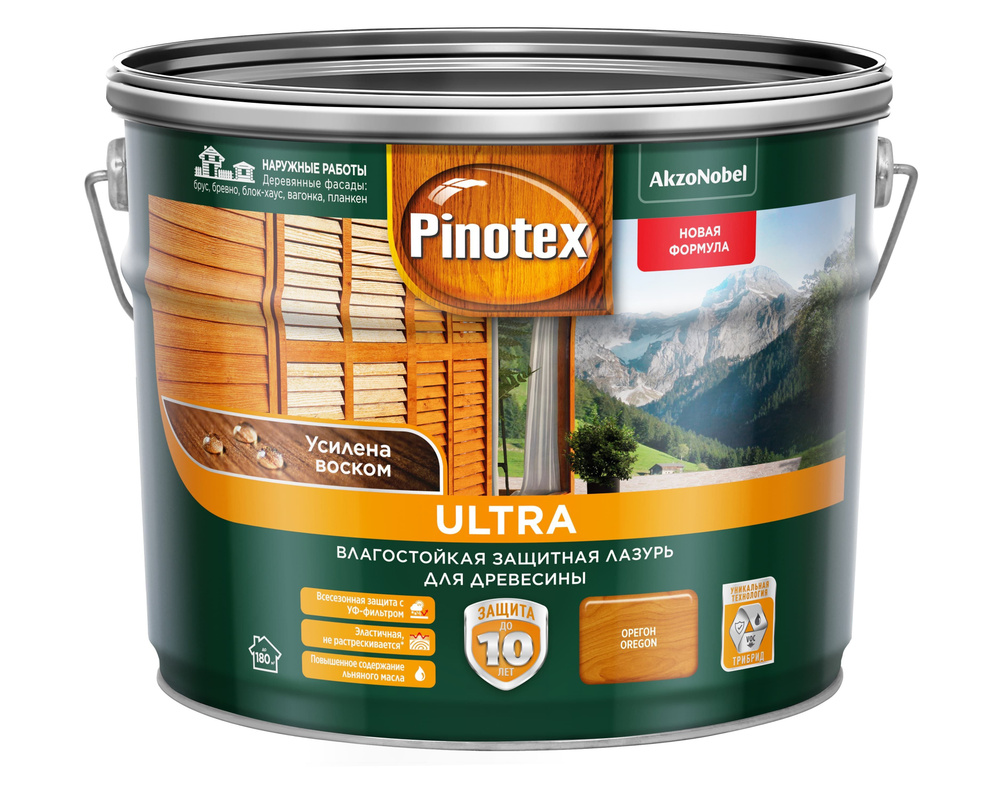 PINOTEX ULTRA лазурь защитная влагостойкая для защиты древесины до 10 лет орегон (9 л) new  #1