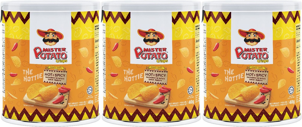 Чипсы картофельные Mamee Mr Potato острый и пряный вкус, комплект: 3 упаковки по 40 г  #1