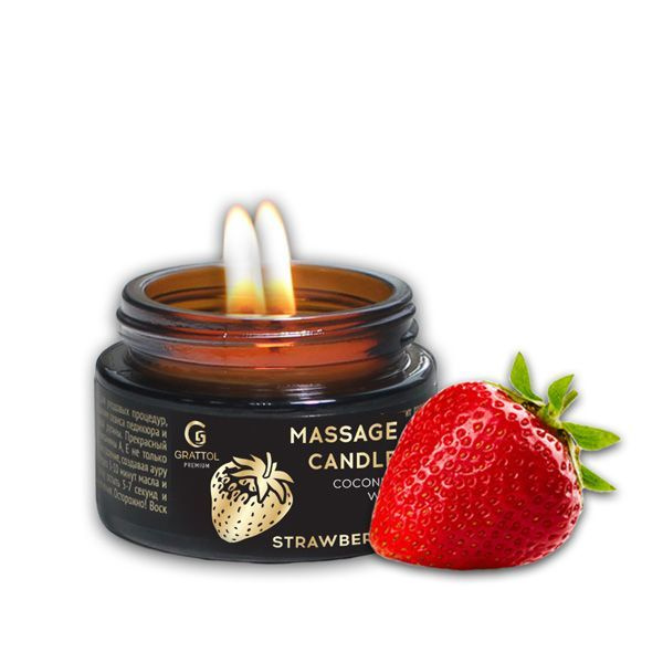 Свеча ароматическая массажная GrattolPremium Massage Candle на кокосовом воске Strawberry Клубника  #1