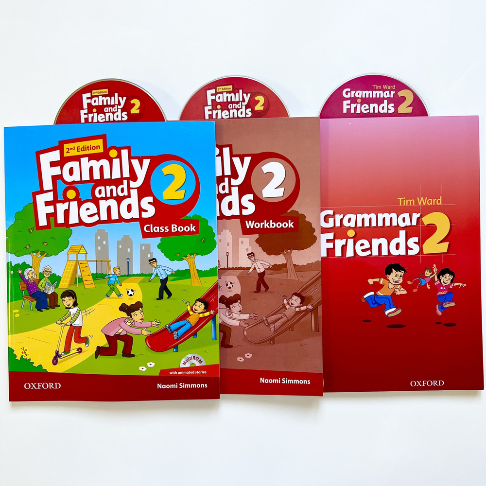 Family and Friends 2 (2nd edition). ПОЛНЫЙ КОМПЛЕКТ: Class Book (учебник) +  Workbook (рабочая тетрадь) + Grammar friends 2 (грамматика)+ диски | ...