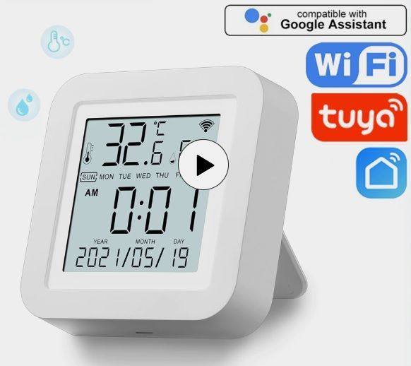 Умный Wi-Fi датчик температуры и влажности с дистанционным управлением от Tuya / Smart Life / Digma белый #1