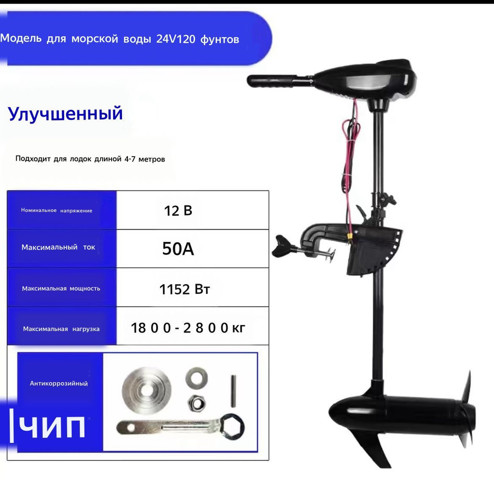 Электромотор для лодки лодочный ТроллинговыйДвигатель из чистой меди,  доступный для работы в морской и соленой воде - купить по выгодной цене в  интернет-магазине OZON (1050125348)