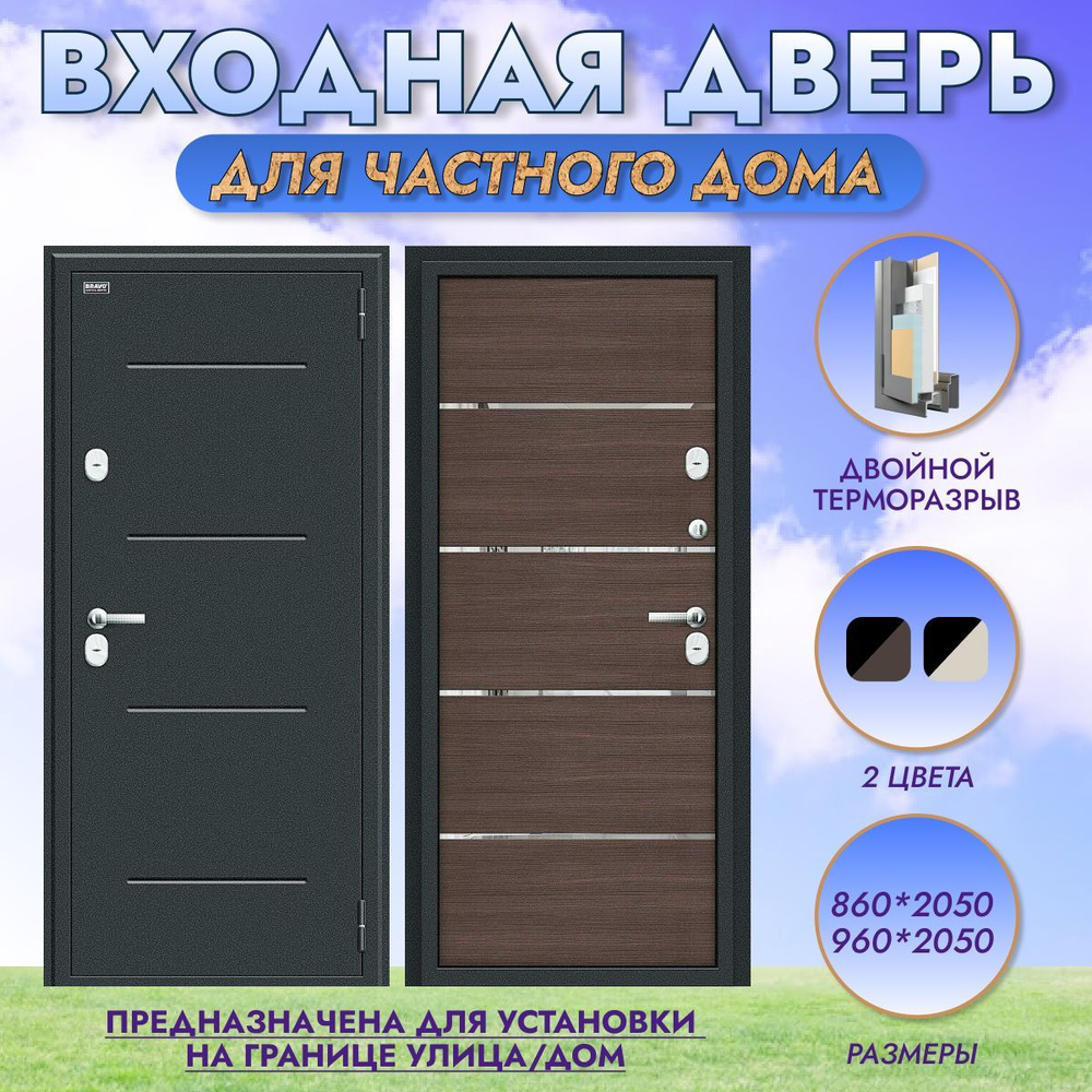 Входная дверь Bravo Для дома 960x2050 мм, Букле черное/Wenge Veralinga -  купить по выгодной цене в интернет-магазине OZON (525618457)