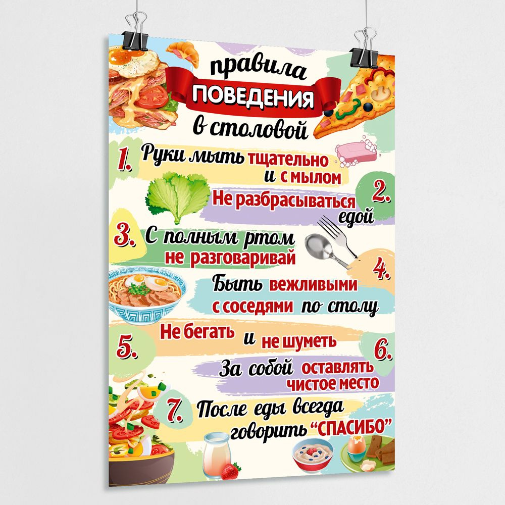 Постер с правилом МЕГА-АРТ Еда, Интерьер купить по выгодной цене в ...
