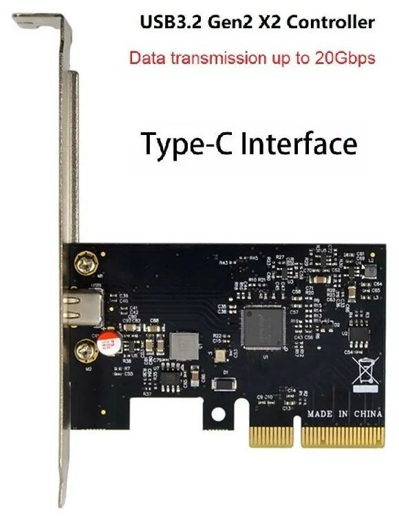 Плата расширения PCI USB 3.2 Gen2x2 20 Гбит/с, Type-C - купить с ...