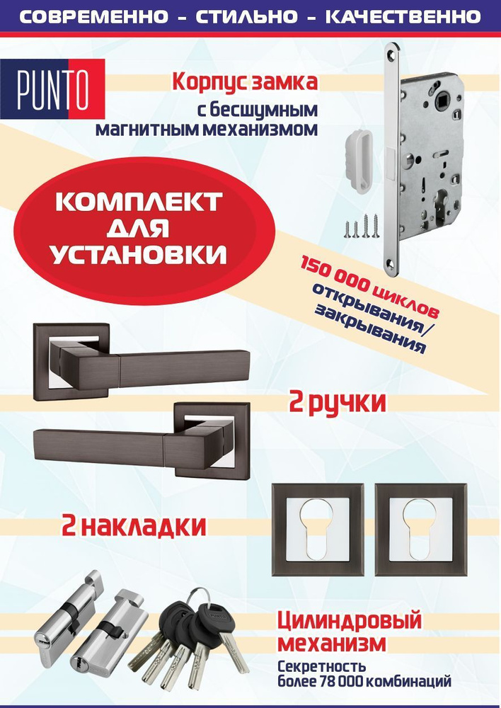 Межкомнатный комплект ручек: Ручка дверная для двери STYLE, цвет графит ...