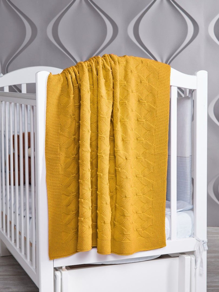 Плед детский вязаный для новорожденных малышей PULLTON 90 х 110 см покрывало хлопок одеяло  #1