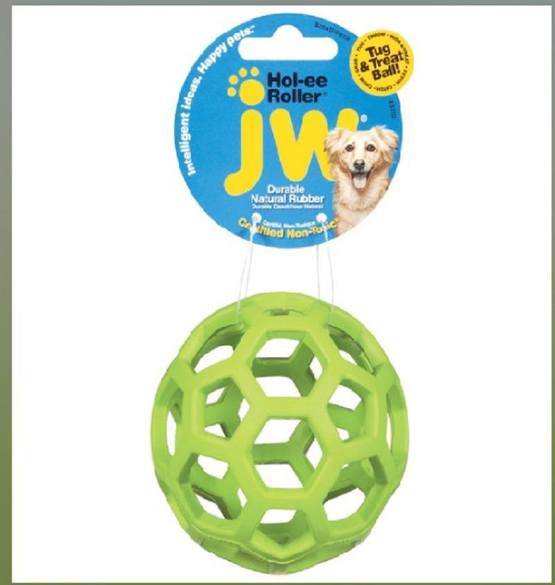 Игрушка для собак Мяч-пазл дозатор лакомства JW Pet Hol-ee Roller Rubber Dog Toy, Small  #1