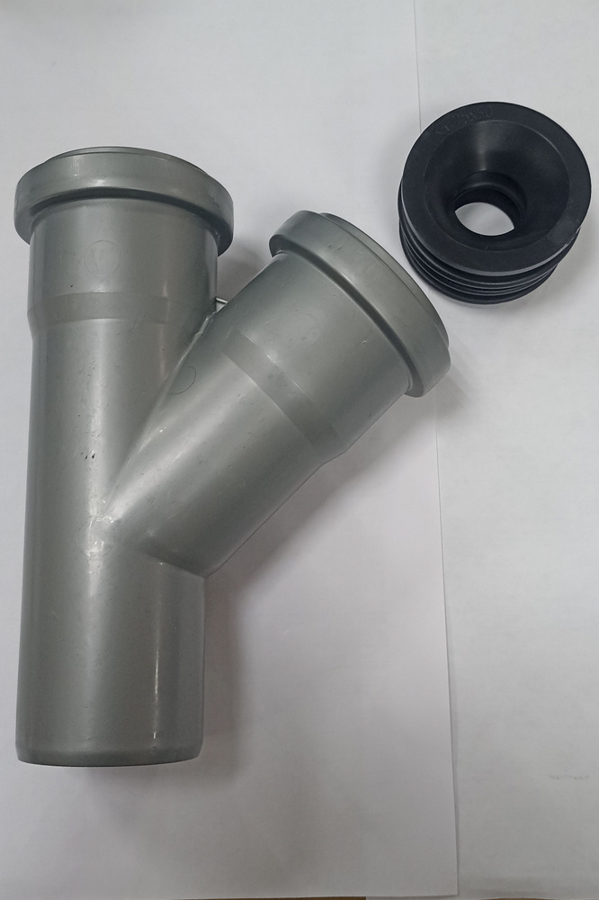 Тройник канализационный 50 Ф косой 45 град. в комплекте с манжета 50x25 ...