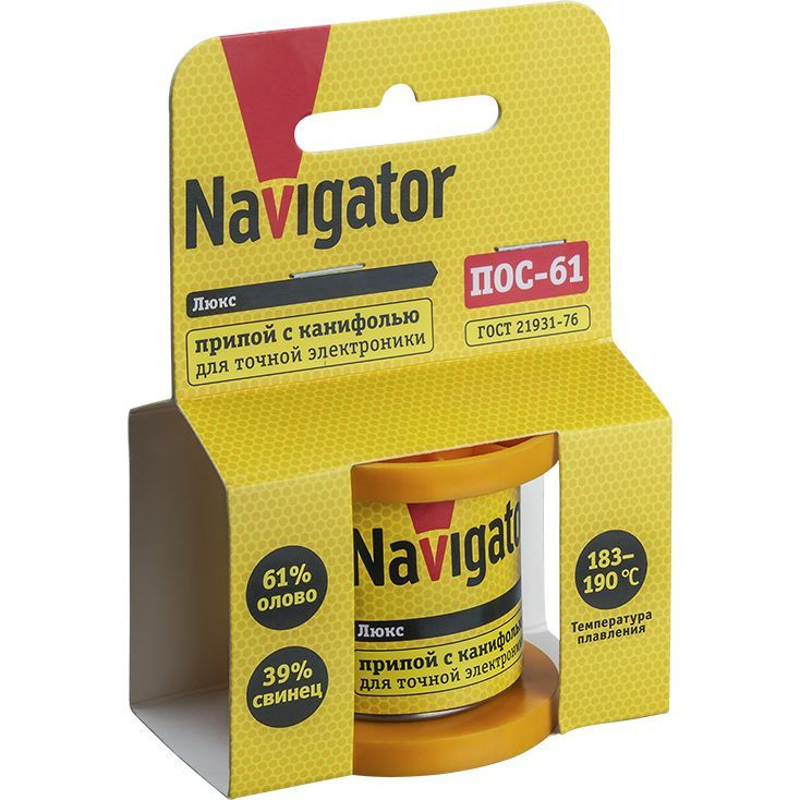 Припой с канифолью Navigator 93 076, ПОС-61, диаметр 1 мм, 50 грамм #1