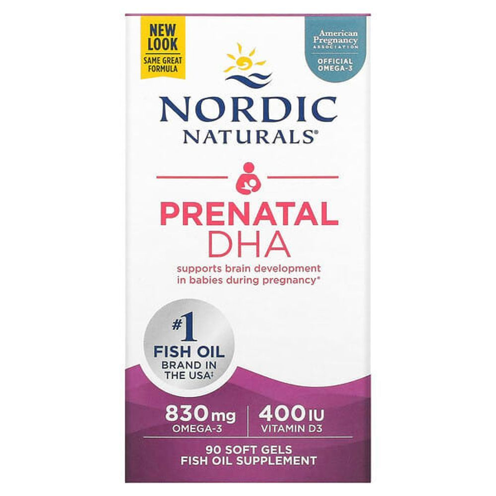 Nordic Naturals, Prenatal DHA, омега-3 и D3 без ароматизаторов, 830 мг, 90 капсул  #1