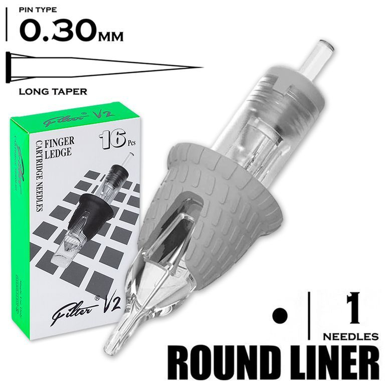 Картриджи для тату и татуажа EZ FILTER V2 - Round Liner 1RLLT/0.30мм 16 шт/уп  #1