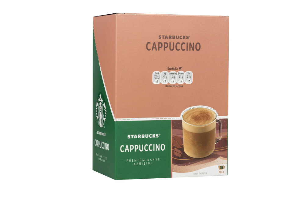 STARBUCKS Кофе растворимый в пакетиках CAPPUCCINO 14 гр (10 пакетиков ...