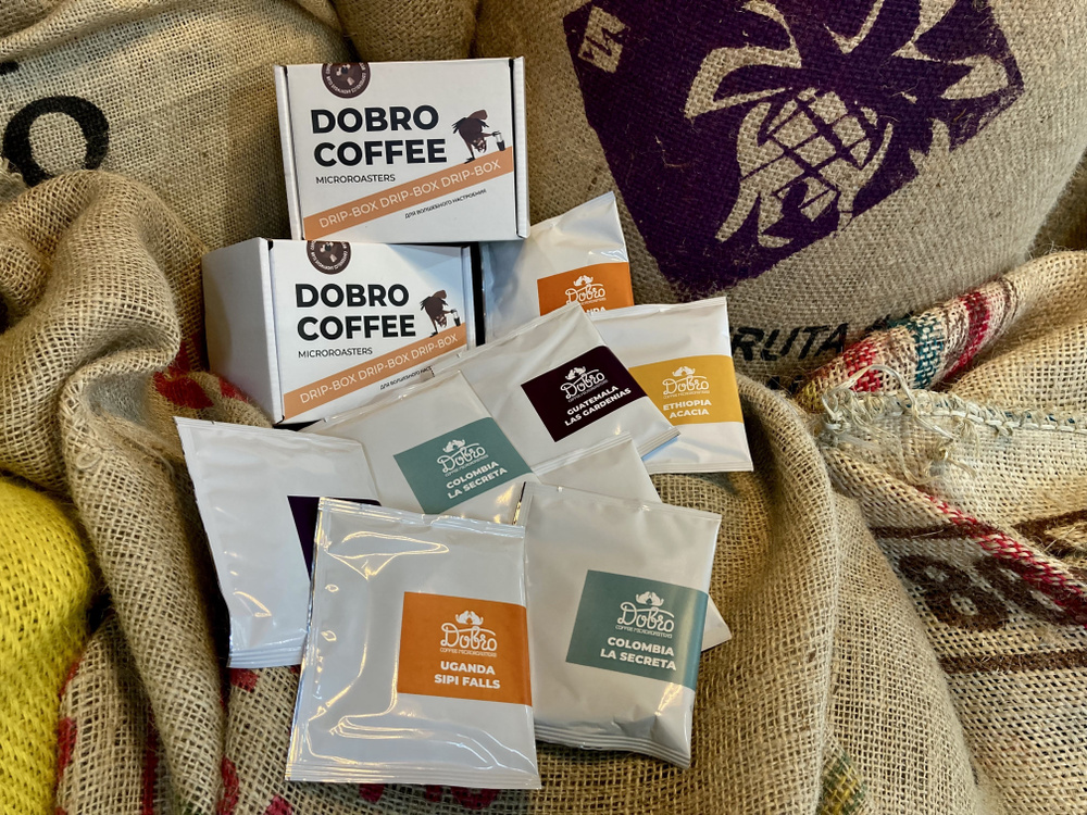 Дрип набор Полный Dobro Coffee Microroasters, ассорти кофе молотого в дрип-пакетах, 8 шт/упаковка  #1
