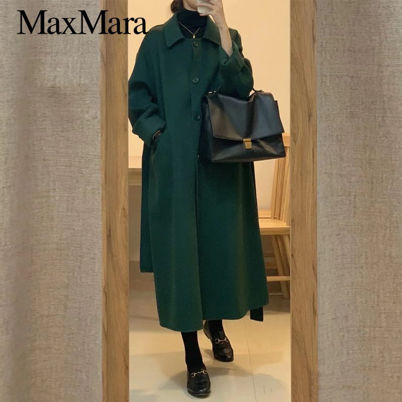 Пальто Max Mara, Демисезон, размер 42, цвет зеленый, Искусственные ...