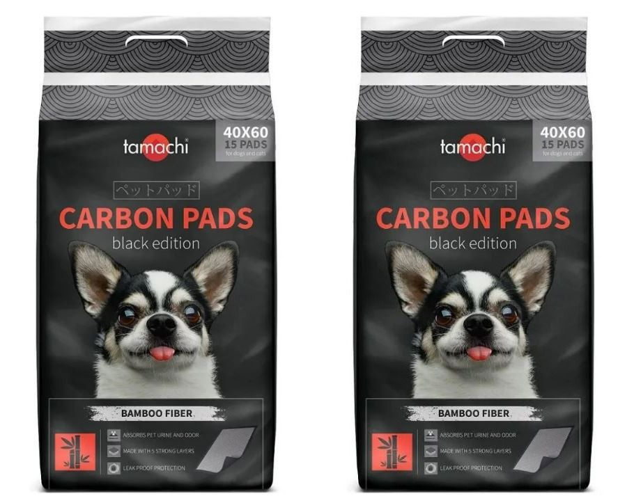 Tamachi Подстилки вптиывающие черные с угольным волокном Carbon Pads, 40*60 см, 15 шт, 2 уп  #1