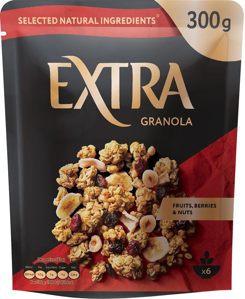 Гранола Extra фрукты ягоды орех 300г х1шт - купить с доставкой по ...