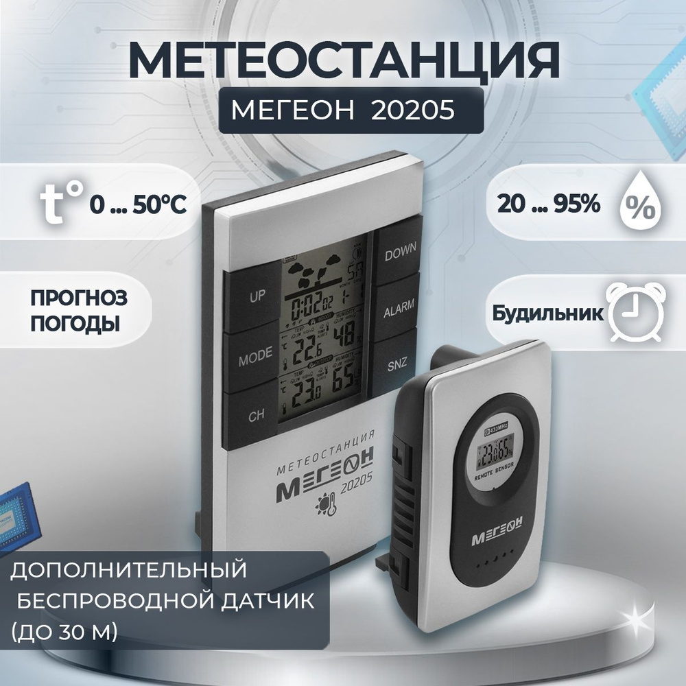 Метеостанция Мегеон 20205 купить по выгодной цене в интернет-магазине OZON  (151798637)