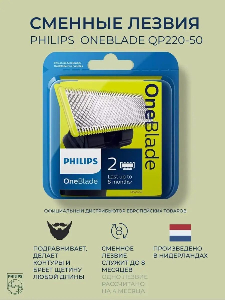 Сменные лезвия Philips QP220/50 для OneBlade и OneBlade Pro, 2 шт ...