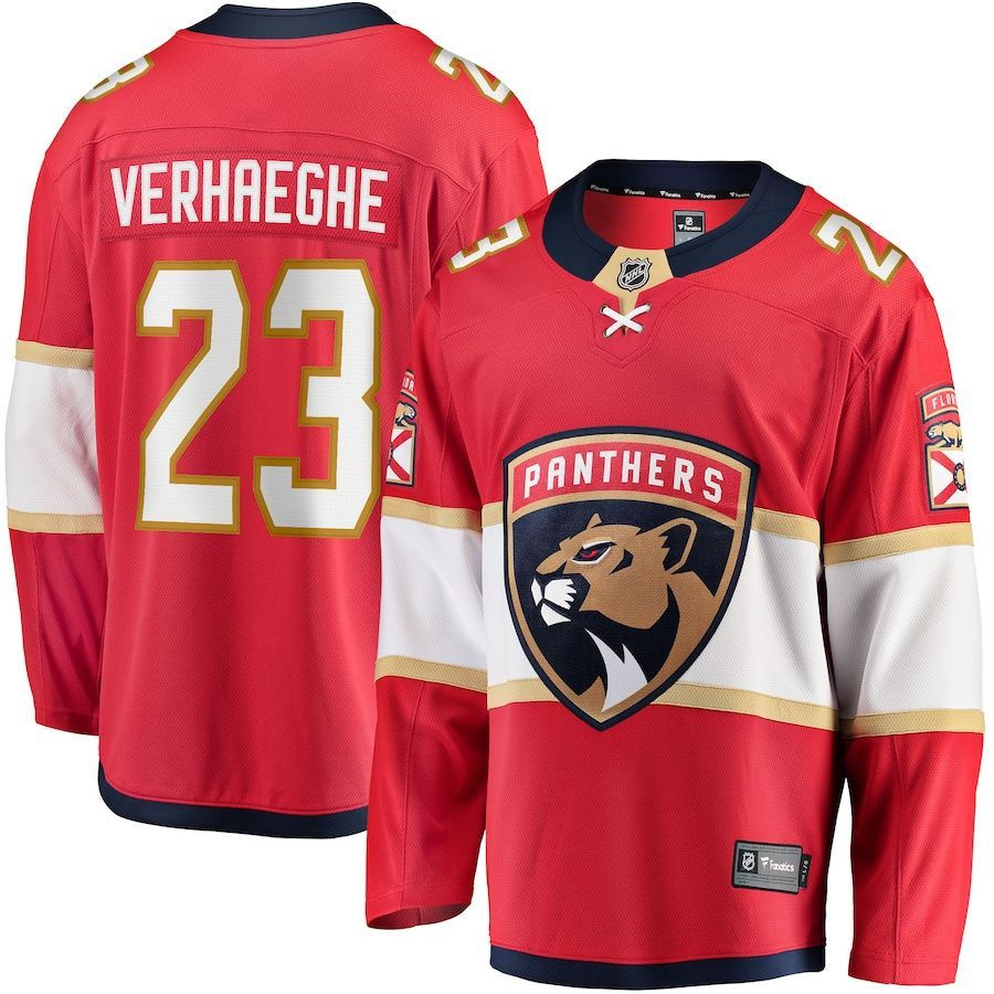 Мужская футболка NHL Хоккейный трикотаж Florida Panthers Red Home Player Jersey #23 Carter Verhaeghe #1