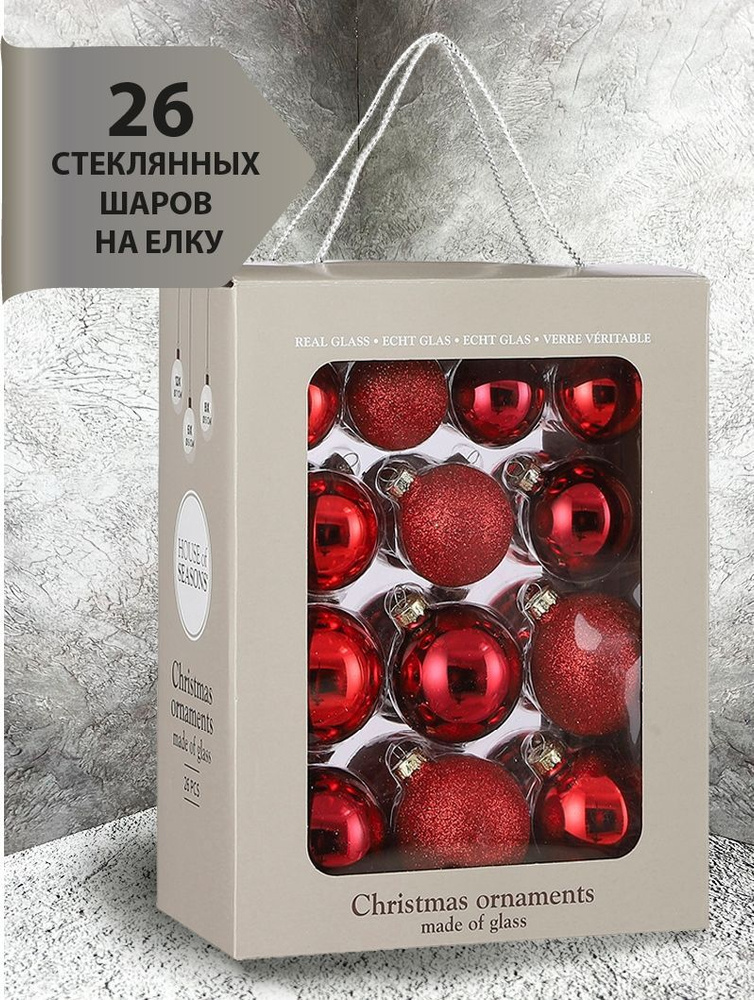 Набор стеклянных ёлочных шаров ChristmasDeLuxe, 26 шт #1