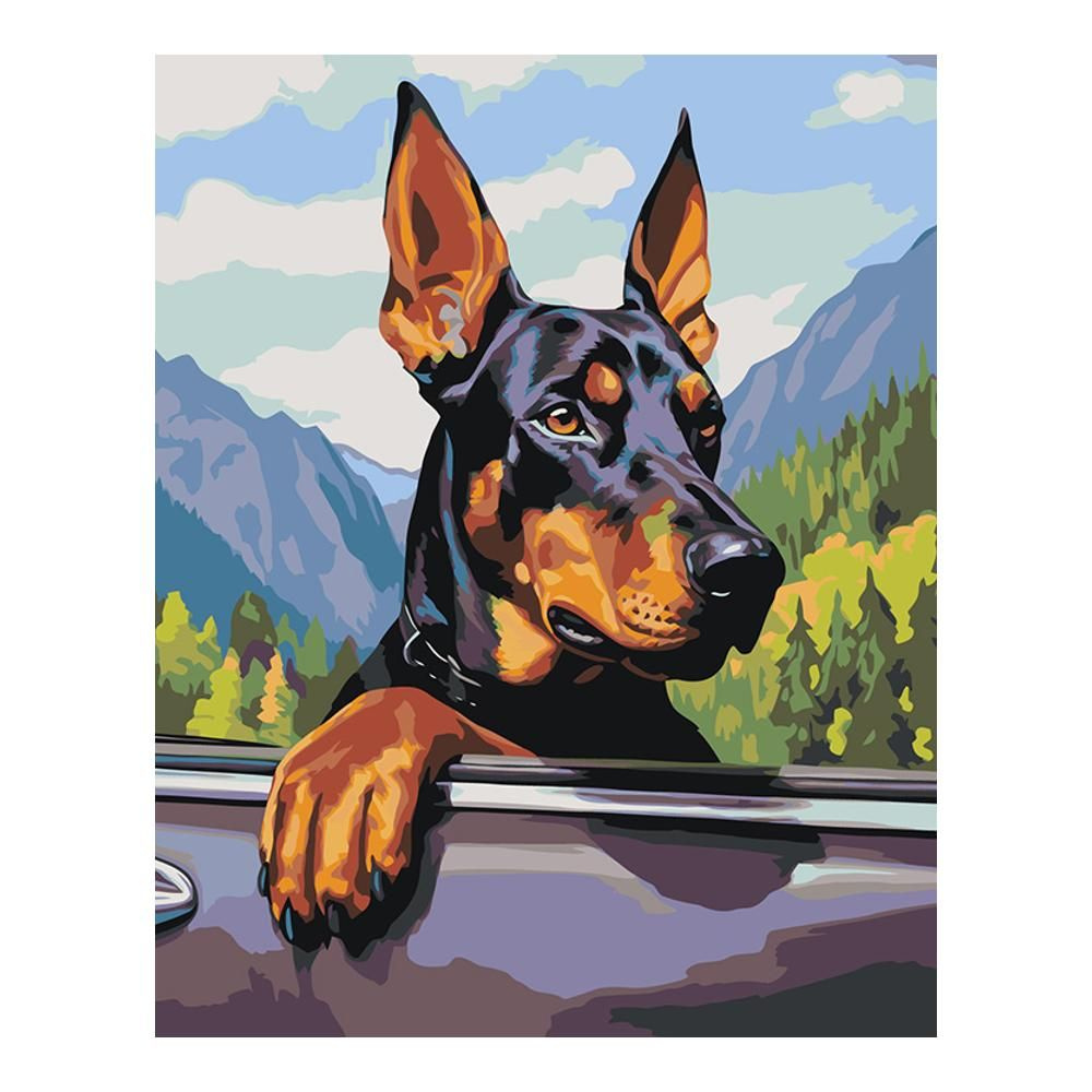 Картина по номерам ЖПН на холсте с подрамником Собака доберман в горном  лесу 2 Раскраска 40x50 см, Животные Природа Горы - купить с доставкой по  выгодным ценам в интернет-магазине OZON (1224107651)