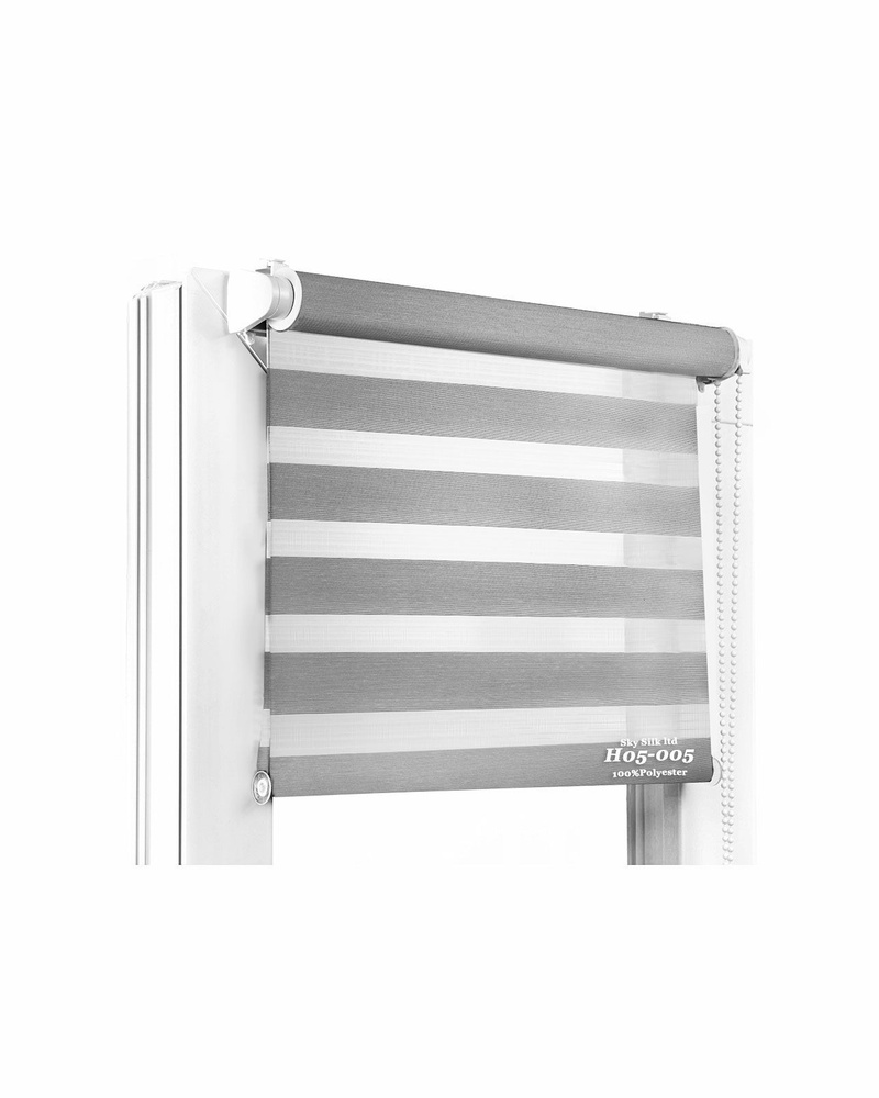 Рулонные шторы mini день -ночь , размер 30х140 см, серый, Полиэстер ...