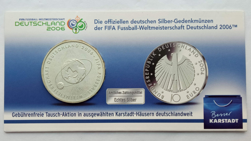 Германия (ФРГ) 10 евро 2004. Чемпионат мира по футболу 2006, Германия ...