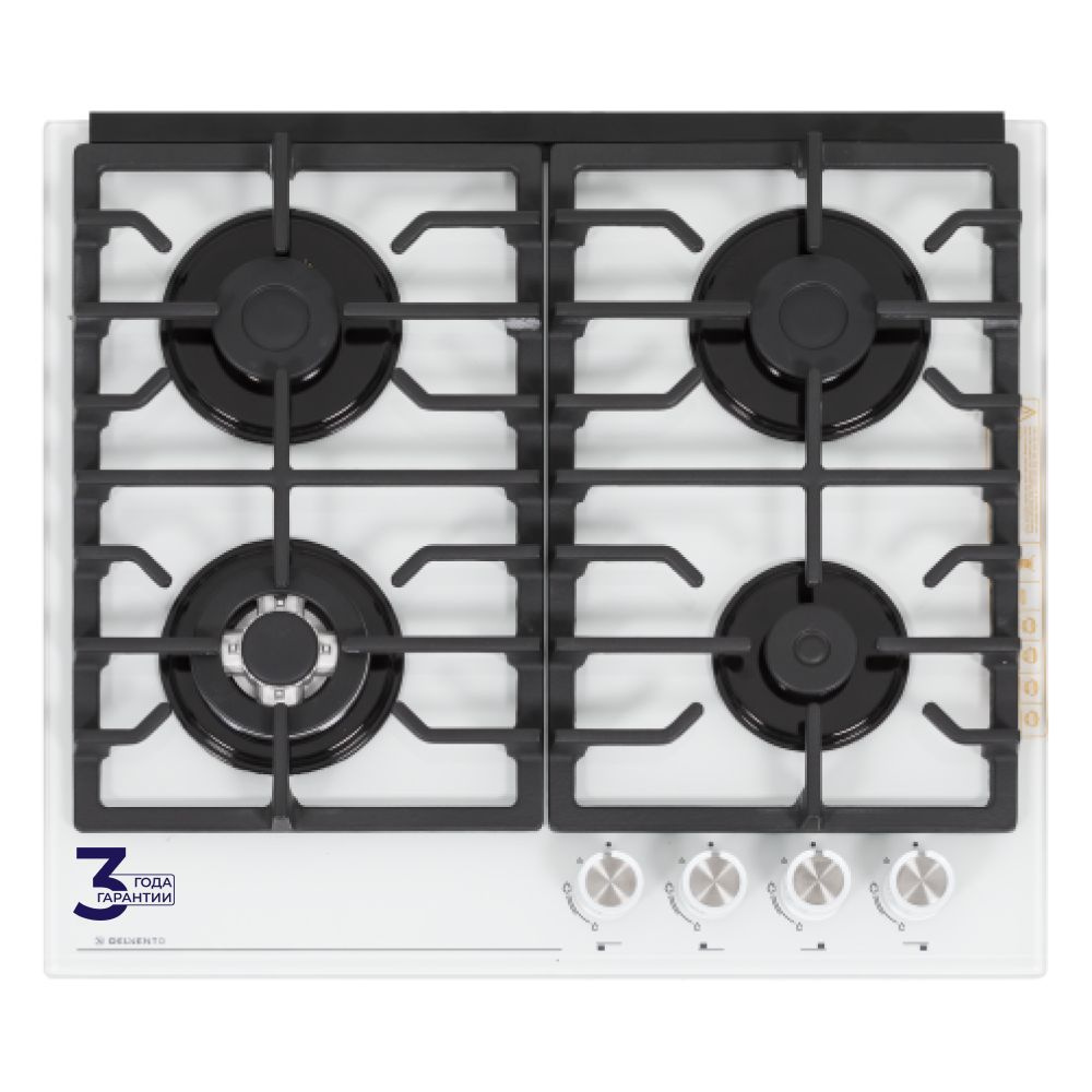 Варочная панель газовая DELVENTO V60H41C017 / белый / 60см / чугун ...