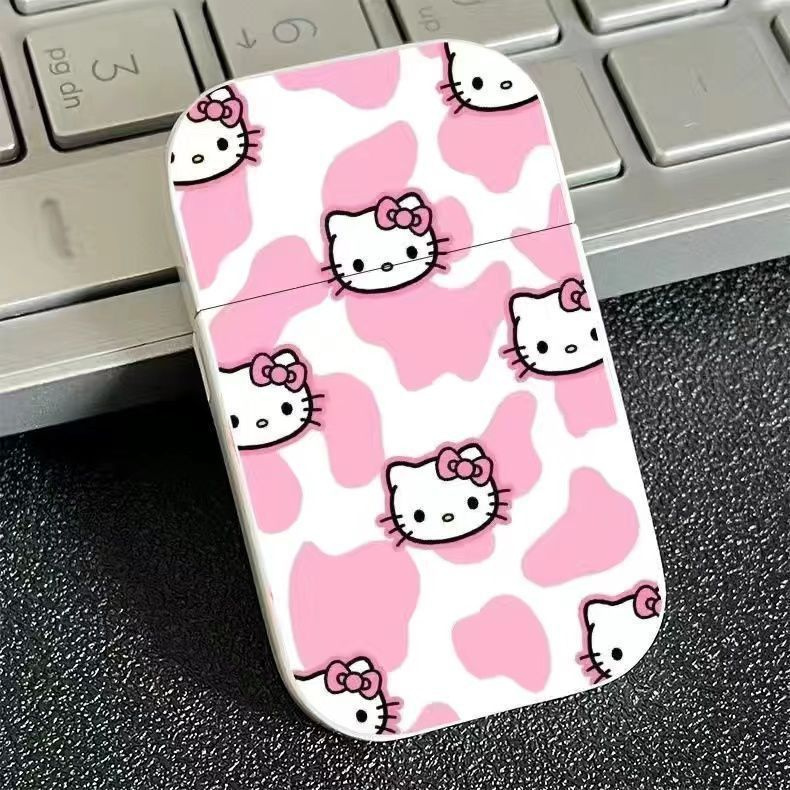 Зажигалка турбинная, газовая, розовая, женская, милая зажигалка hello kitty подарок девушке на на день #1