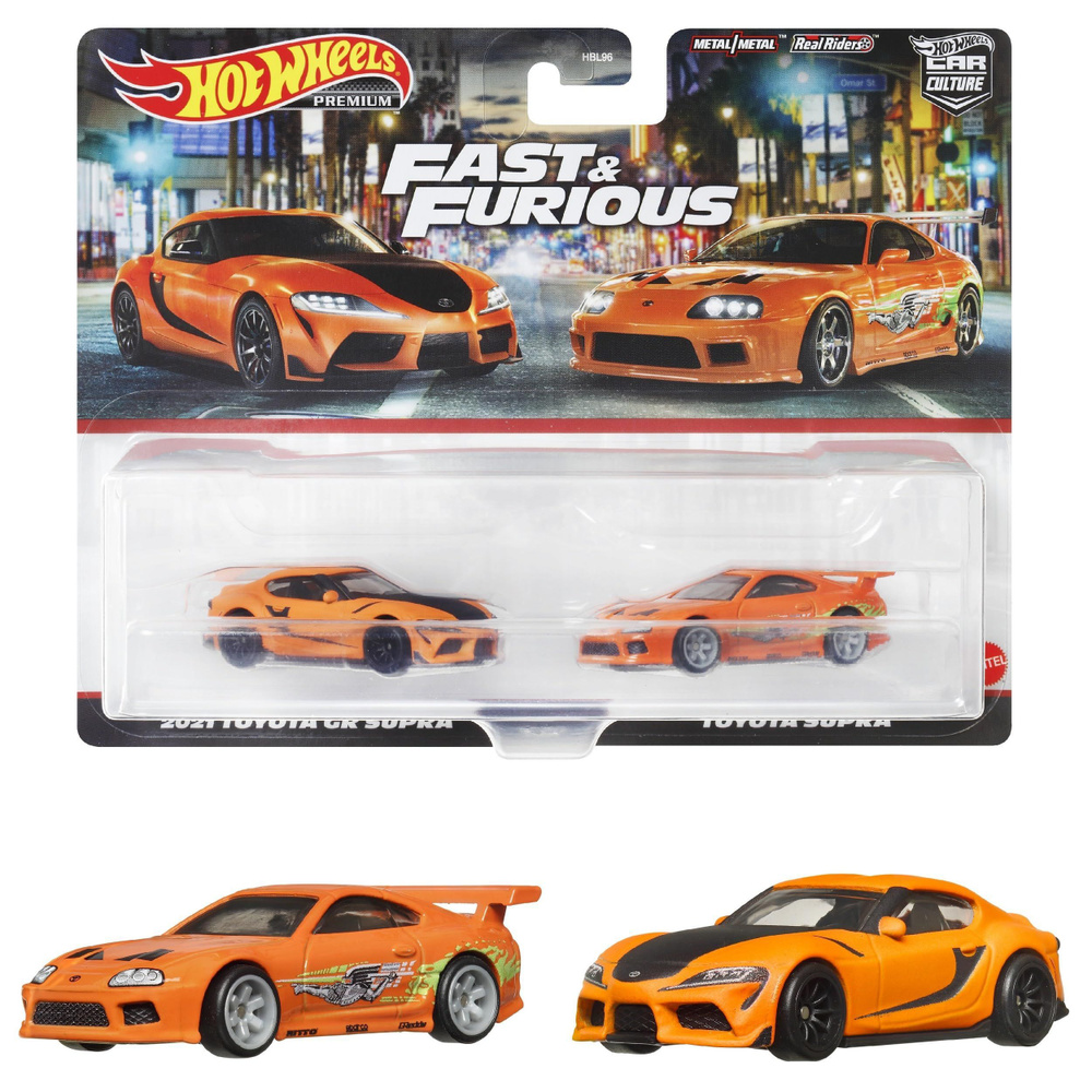 Машинка коллекционная Mattel Hot Wheels Premium 2 Pack Fast & Furious 21  Toyota GR Supra&Toyota Supra