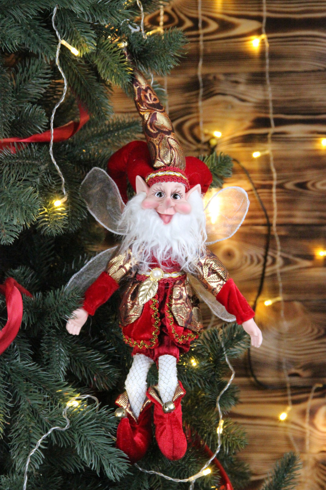 Новогодняя игрушка на елку Эльф, 48 см, со сгибающимися руками и ногами  #1
