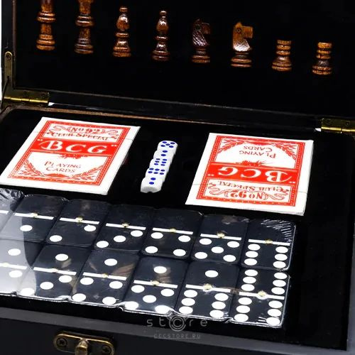 Набор - шахматы, домино, карты, кости (черный) - купить с доставкой по ...