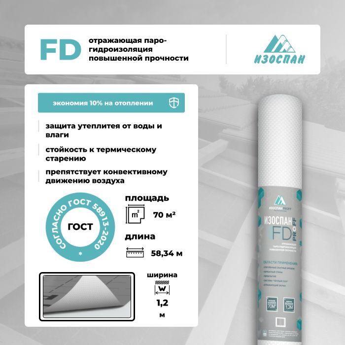 Изоспан FD Proff отражающая паро-гидроизоляция повышенной прочности ...