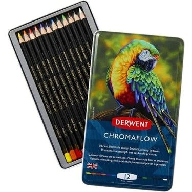 Набор сухих цветных карандашей Derwent Chromaflow, металлическая ...