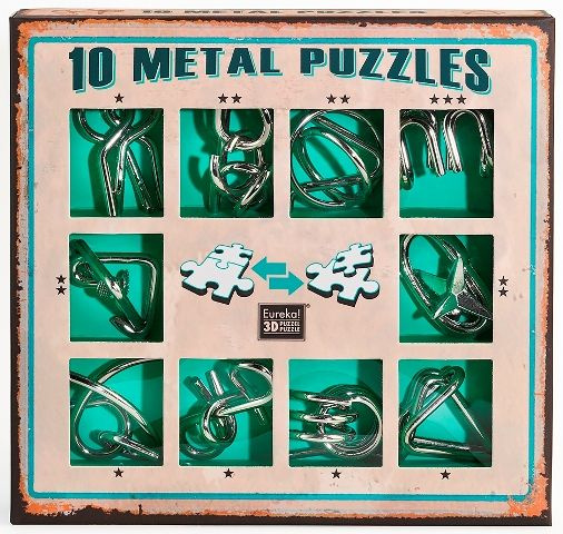 Набор из 10 металлических головоломок (зеленый) / 10 Metal Puzzles green set  #1