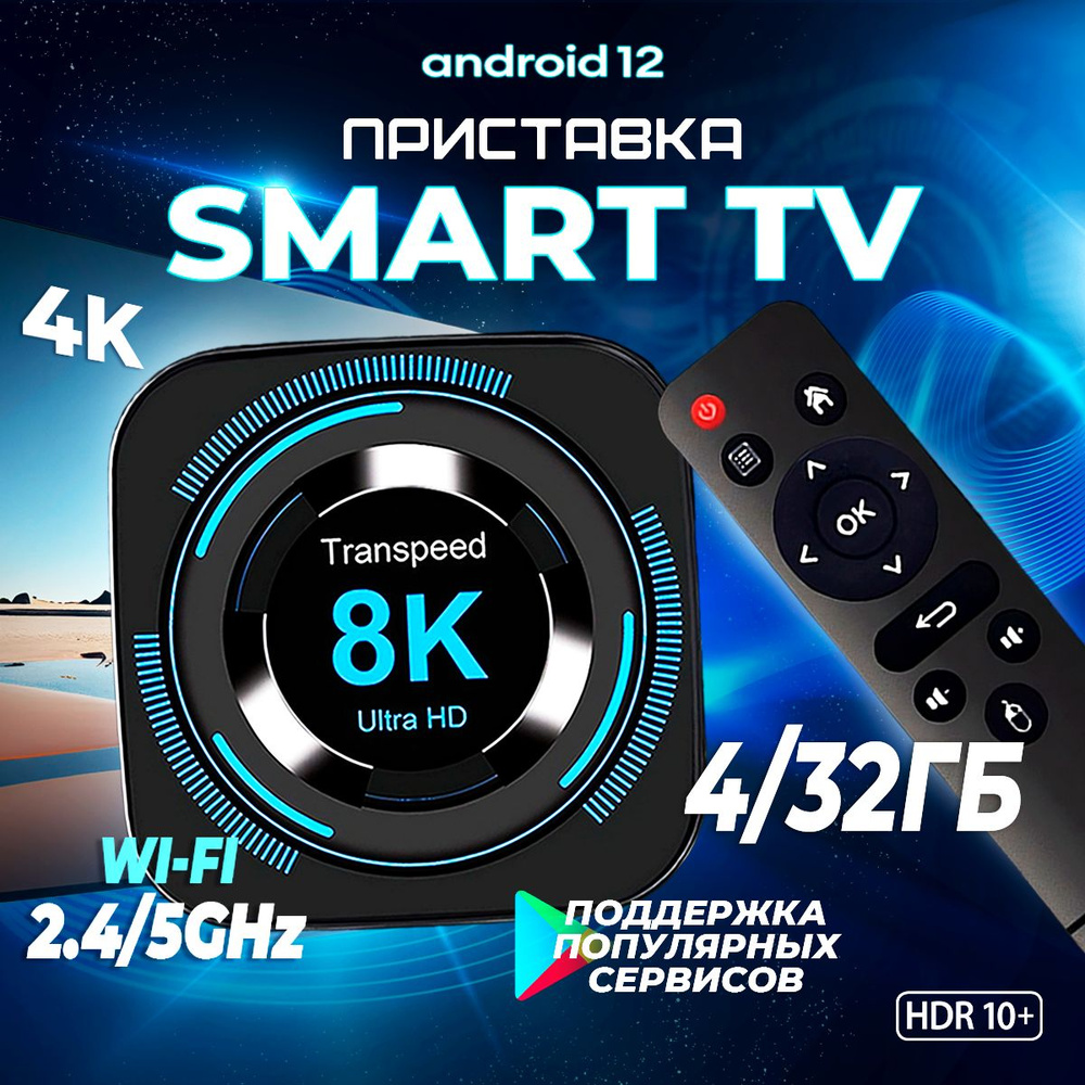 Медиаплеер Transpeed 8K618-T, HDMI, RJ-45 Ethernet, USB, черный, Android  купить по низкой цене с доставкой в интернет-магазине OZON (1189541336)