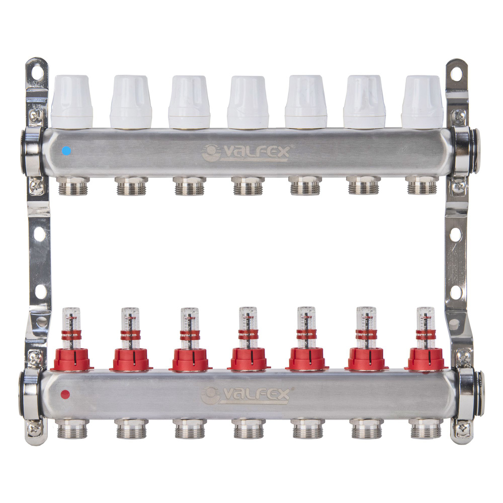 Коллекторная группа 7 контуров с расходомерами 1" x 3/4"Е нерж.сталь, VALFEX, VF.584.0607  #1