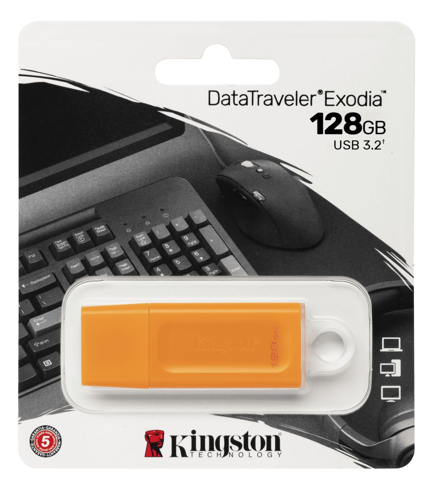 USB Флеш-накопитель Kingston DataTraveler Exodia, 128 Гб, USB 3.2 gen.1, оранжевый KC-U2G128-7GO  #1